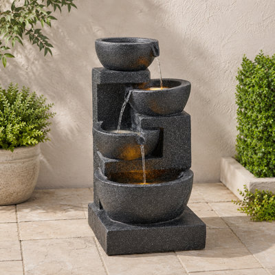 Fontaine cascade 29 pouces à 4 niveaux Terrazzo pour l'intérieur et l'extérieur