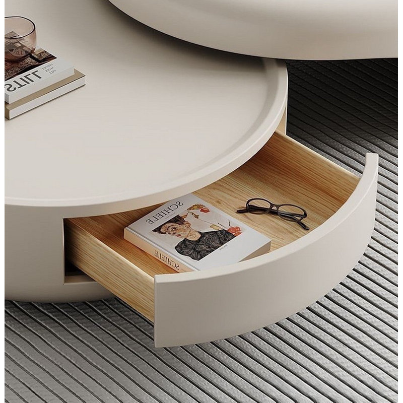 Ensemble de tables basses gigognes Modern Modern avec plateau en verre trempé et tiroirs de rangement en bois massif