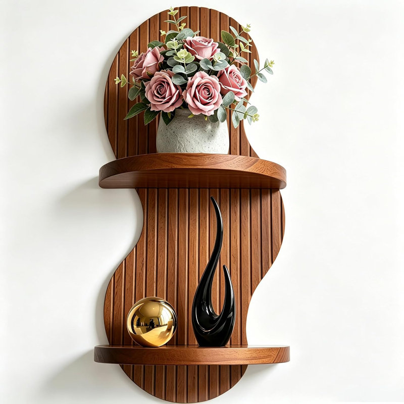 Étagères flottantes en bois de style moderne du siècle, étagère suspendue rustique marron pour salon, chambre, bureau, présentation de plantes