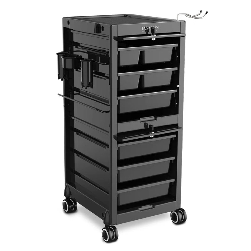 Chariot de transport Caelean avec tiroirs, portes verrouillables et porte-outils