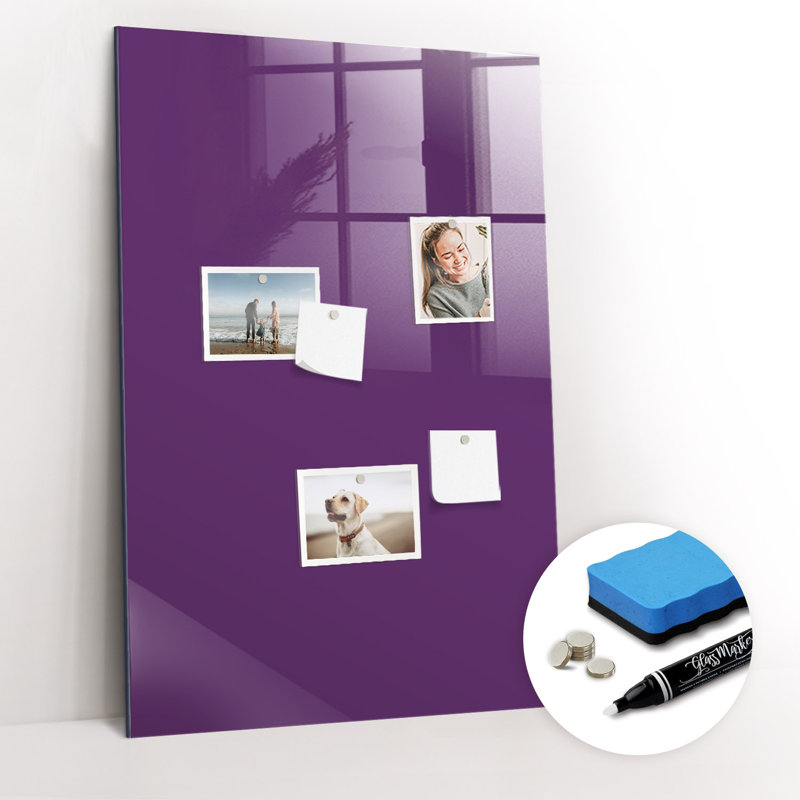 Magnetic Glass Dry Erase Board, Purple