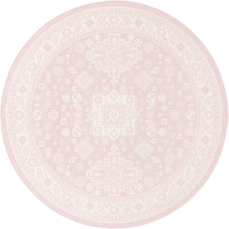 Outdoor Chand Area Rug Pink Color, Round 10'