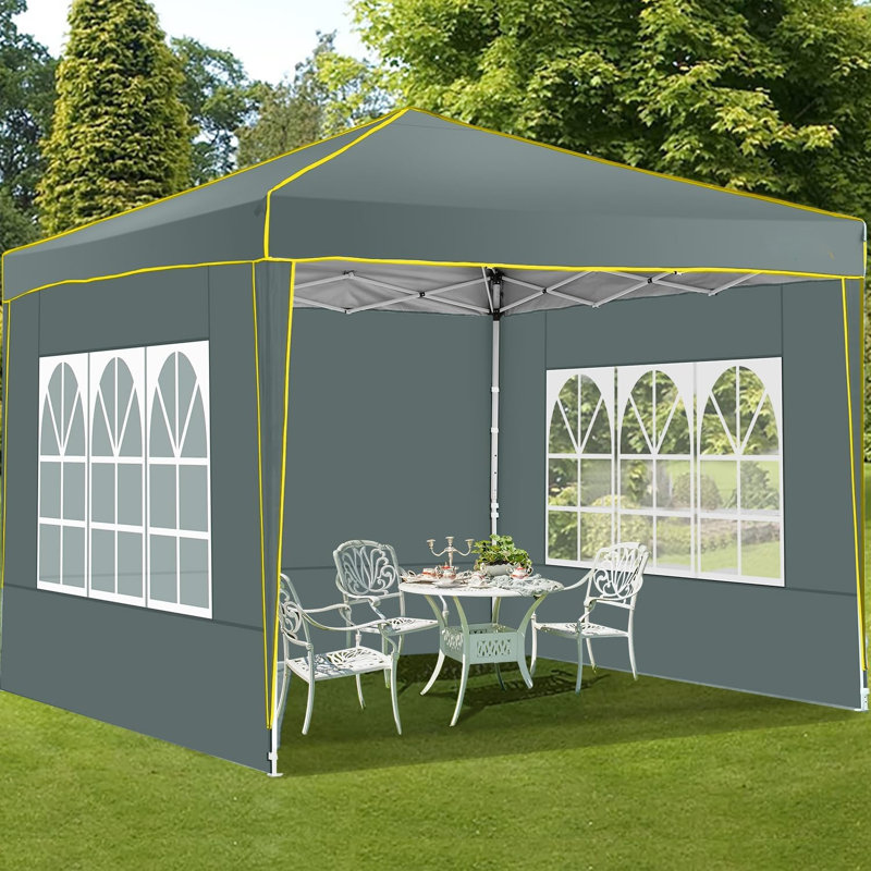 3x3m Pop up Canopy with 4 Sidewalls, for Parties Beach Camping Party Event, Grey