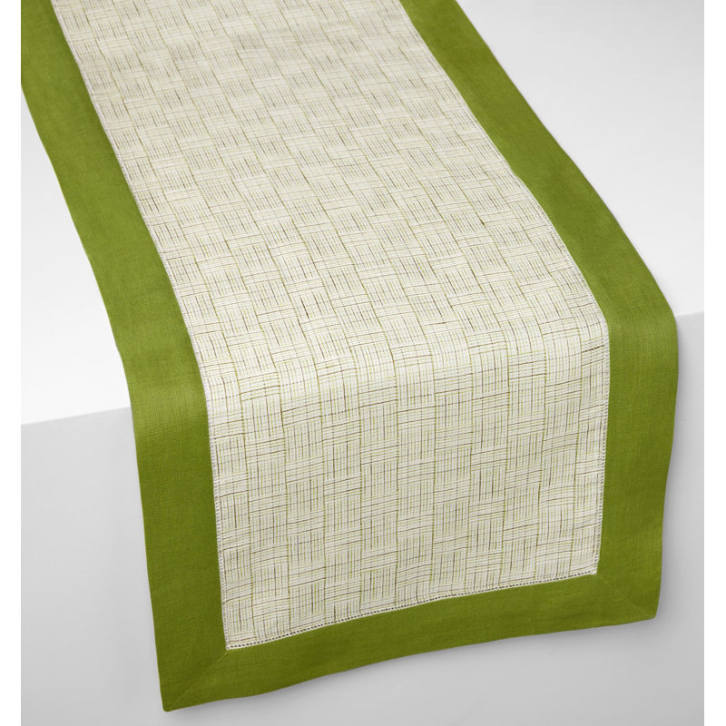 Mikela Plaid Table Runner, 15" W x 72" L, Fern