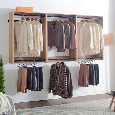 Devi Oak Wall Mounted Wood Closet System
