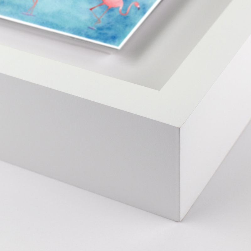 Flamingo Beach Painting by Jess Engle, 17" H x 24" W x 1.5" D, White