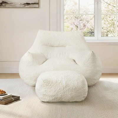Fauteuil à billes très large avec repose-pieds