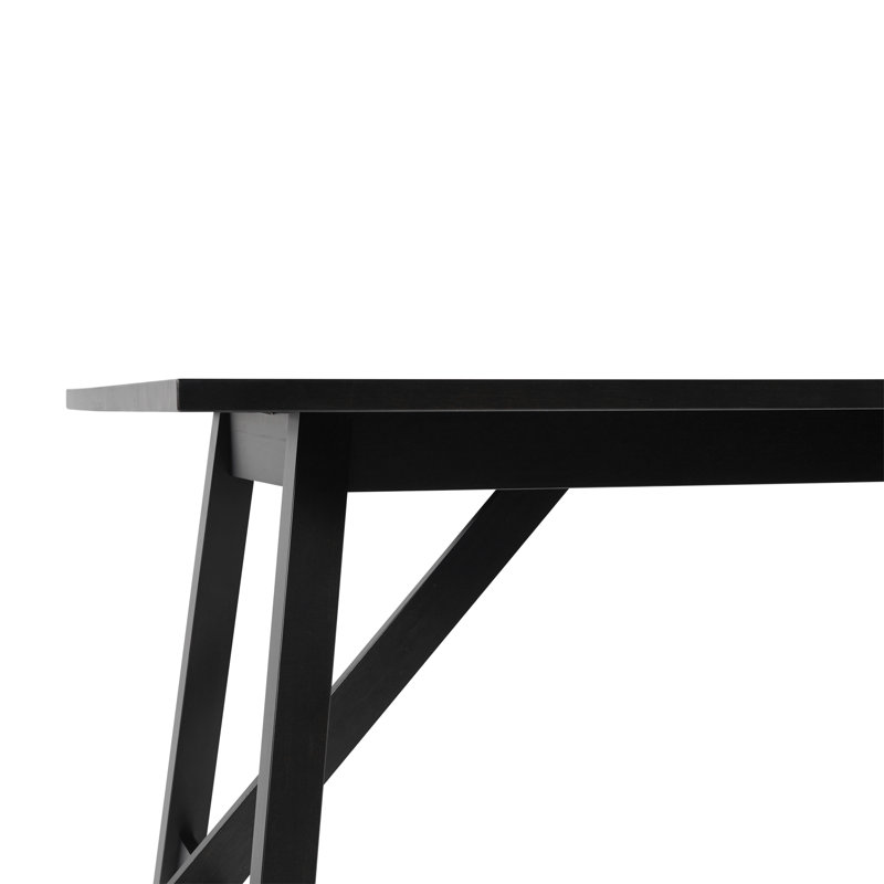 Farmhouse Style Solid Wood Commercial Grade Trestle Base Dining Table, Black