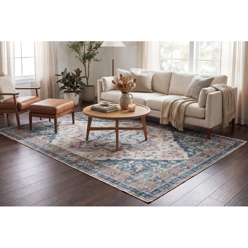ELISE 5.3X7 6306-305 WINE/NAVY/TAN, Rectangle 5'3" x 7'