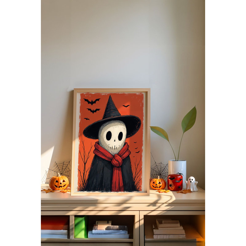 «Spooky Halloween», peinture décorative encadrée de 13,0 po x 19,0 po | Cadre 100% bois massif (épaisseur: 0,8 pouce) et art 100% bois aggloméré (épaisseur: 0,1 pouce) | Impression numérique, pour la décoration festive et les célébrations saisonnières