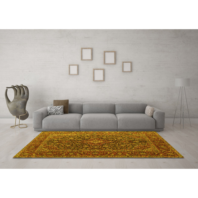 Alphonia Washable Oriental Indoor Rug, Square 7'