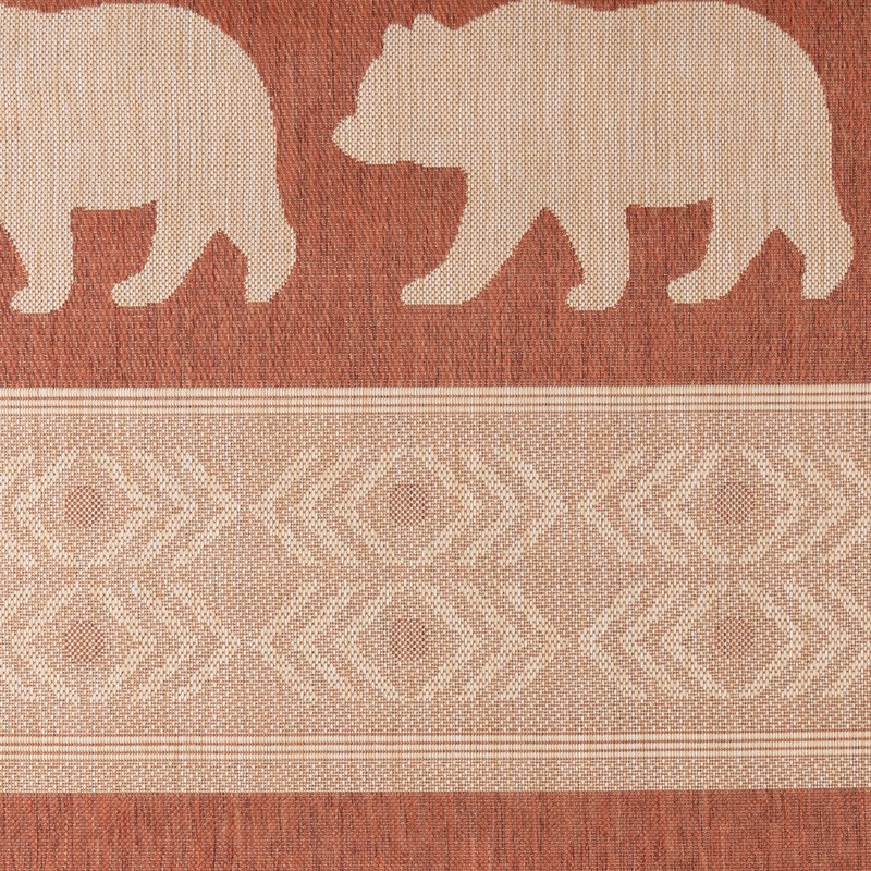 Solterra Timberline Terra Orange Beige Cream Rustic Lodge Flatweave Polypropylene Indoor/ Outdoor Area Rug