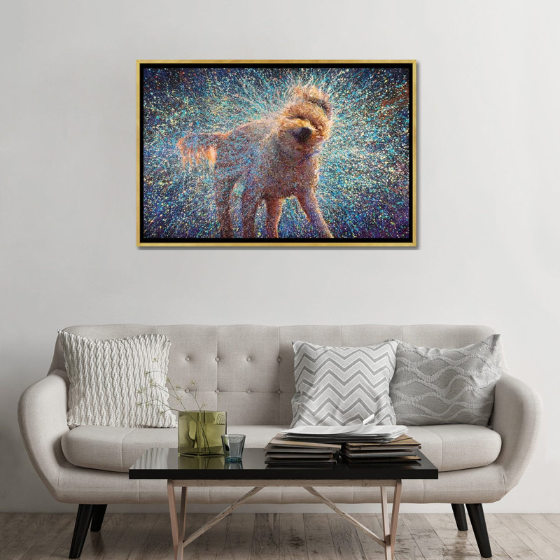 «Canis Rufus» par Iris Scott, reproduction d'art sur toile, H 32 po x l 48 po x 1,5 po, Toile encadrée d'or, Pas de tapis