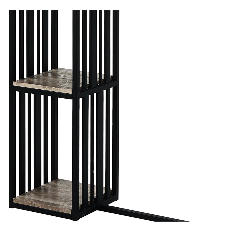 Table rectangulaire à hauteur de comptoir avec base en métal - 2 tablettes, chêne, tablettes noir industriel Sandy