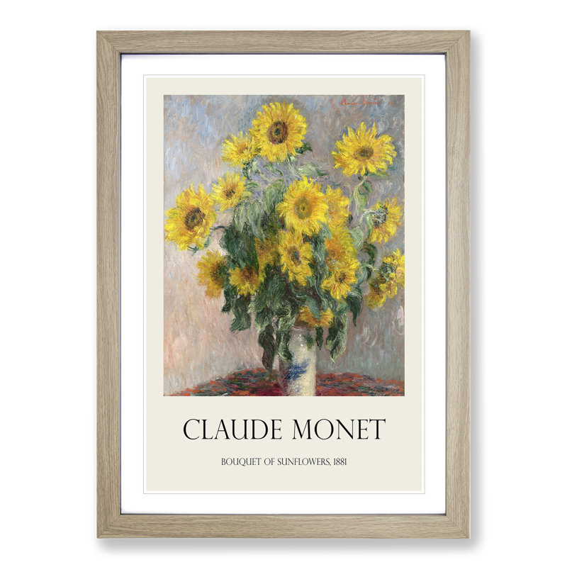 Bouquet of Sunflowers by Pierre-Auguste Renoir - Picture Frame Art Prints, 36cm H x 27cm W x 2cm D, Oak