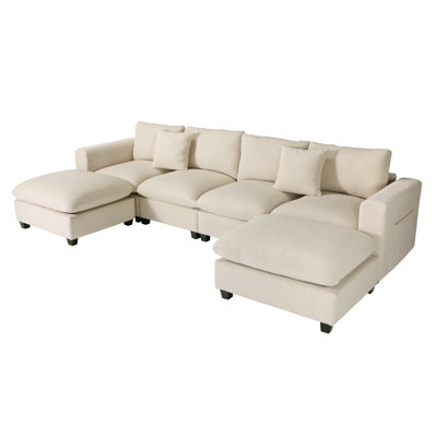 6-Piece Upholstered Modular Sectional With USB Port
