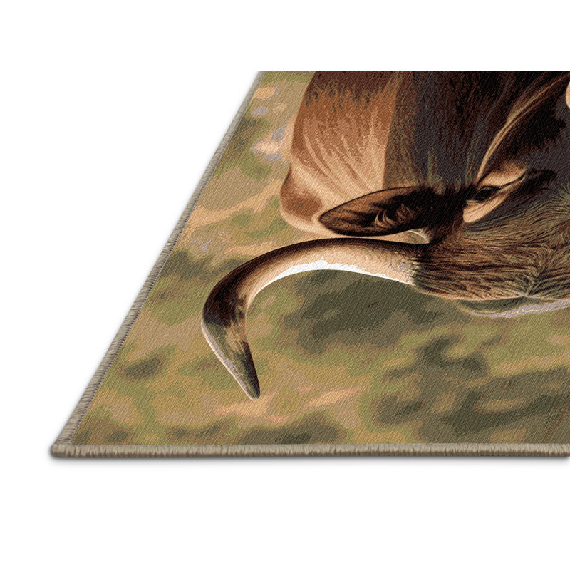 Washable Gaur Wildlife Area Rug, Round 8'