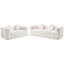 Canapé moderne sans os avec deux coussins décoratifs circulaires, tissu en polyester à poils longs texturé litchi doux pour la peau, canapé en mousse à carreaux-182512495