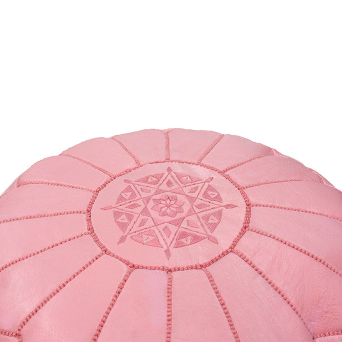 Pouf en cuir Jorden rose clair