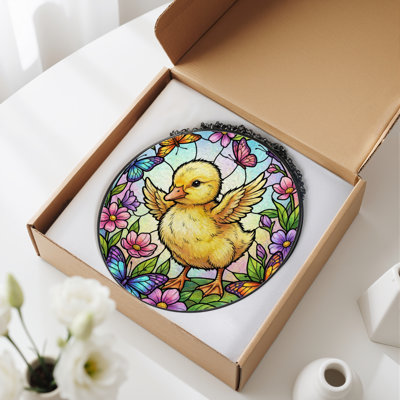 Panneau de vitrail 12 "H Duck Butterflies