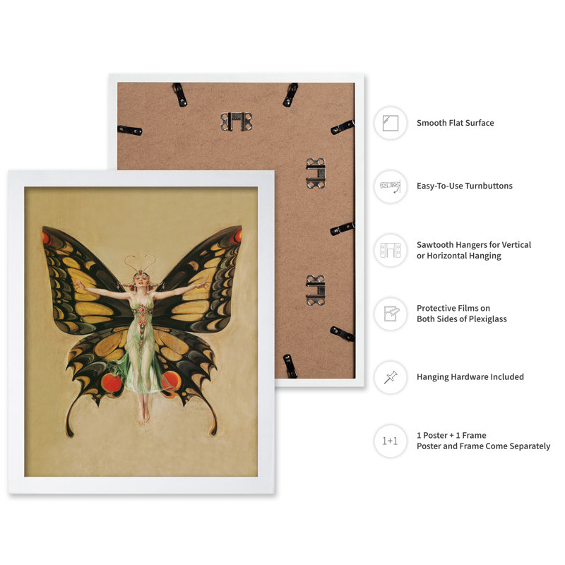 Papillon, Poster, White Framed, 08"H x 10"W