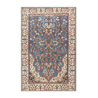 Tapis beige/bleu traditionnel