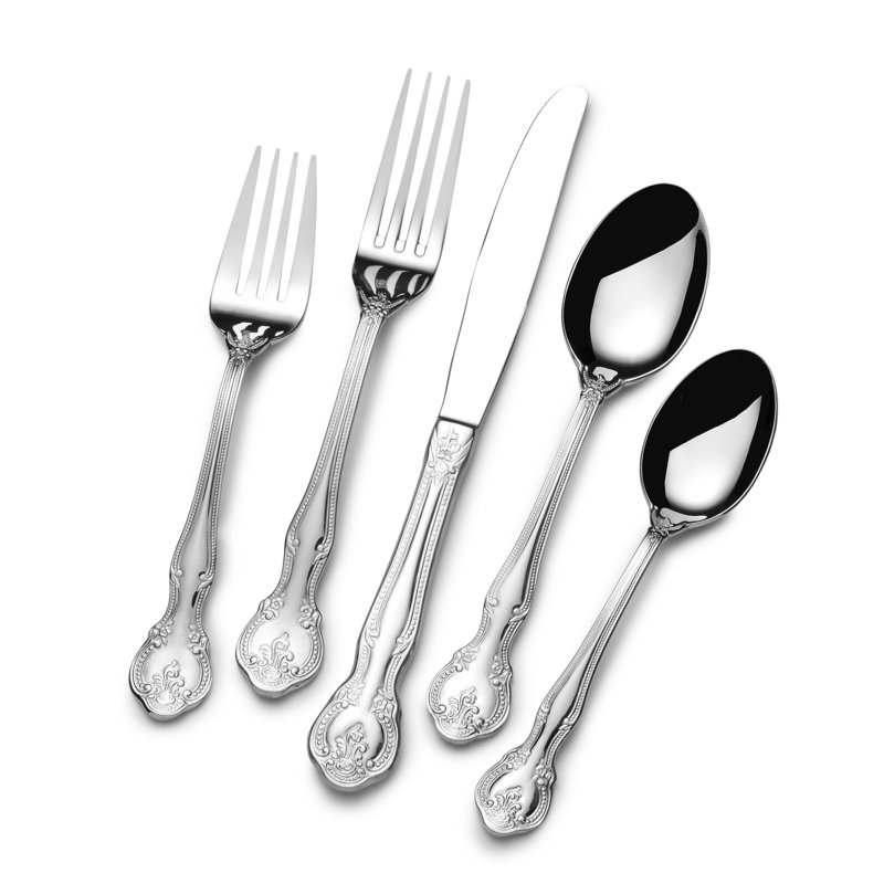 St. James Napoleon Bead 18/10 Stainless Steel 65pc  Flatware Set - Service for 12