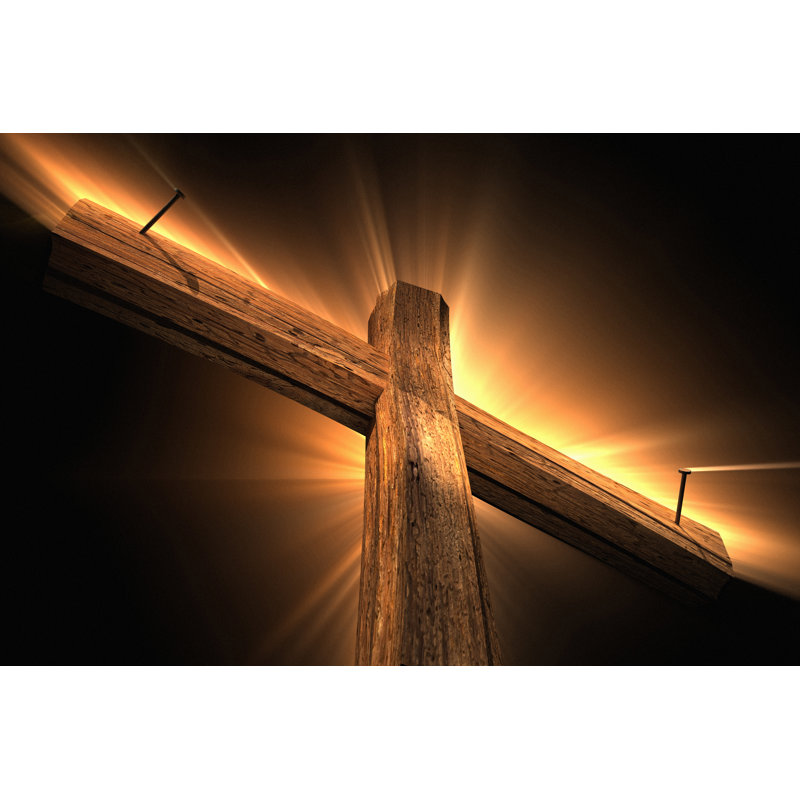 Wooden Cross by Vitanovski - Wrapped Canvas Print, 20cm H x 30cm W x 3.8cm D