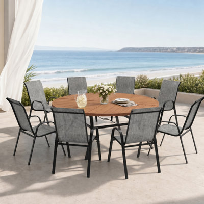 Boatwright With Stackable Textilene Chairs