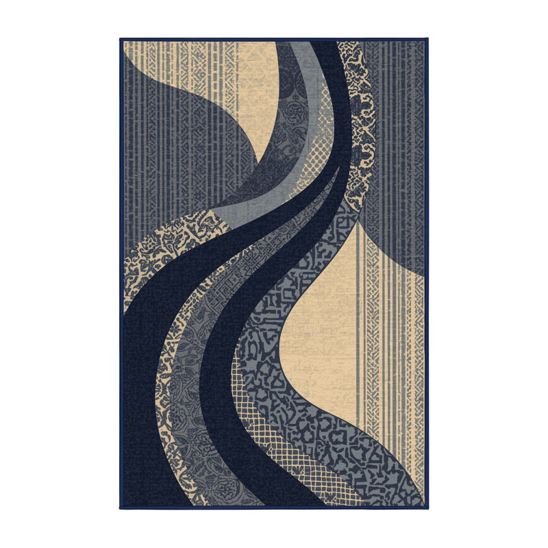 Tapis gris moelleux moelleux à motif de blocs d'inspiration mondiale Jamarcus, 5 x 8
