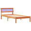 Bed Frame With Headboard & LED - Wax Brown, Solid Pine Wood.-445762824