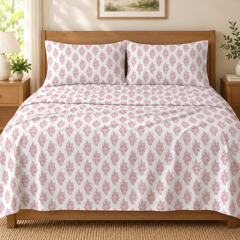 Floral Bedspread Set, Bleu saupoudré, Queen