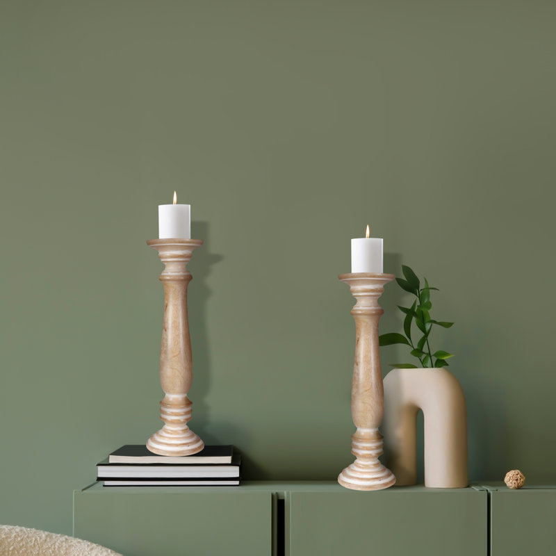 A1787N Holders Wood Tabletop Candlestick, 31cm H x 13cm W x 13cm D