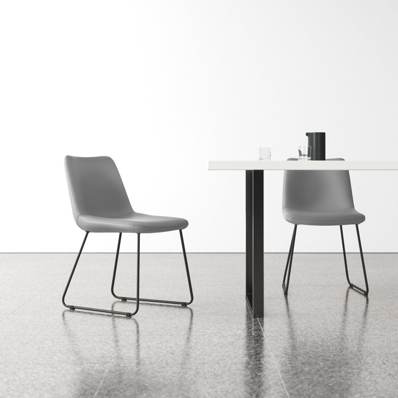 Villa Leather Dining Chair, Gray