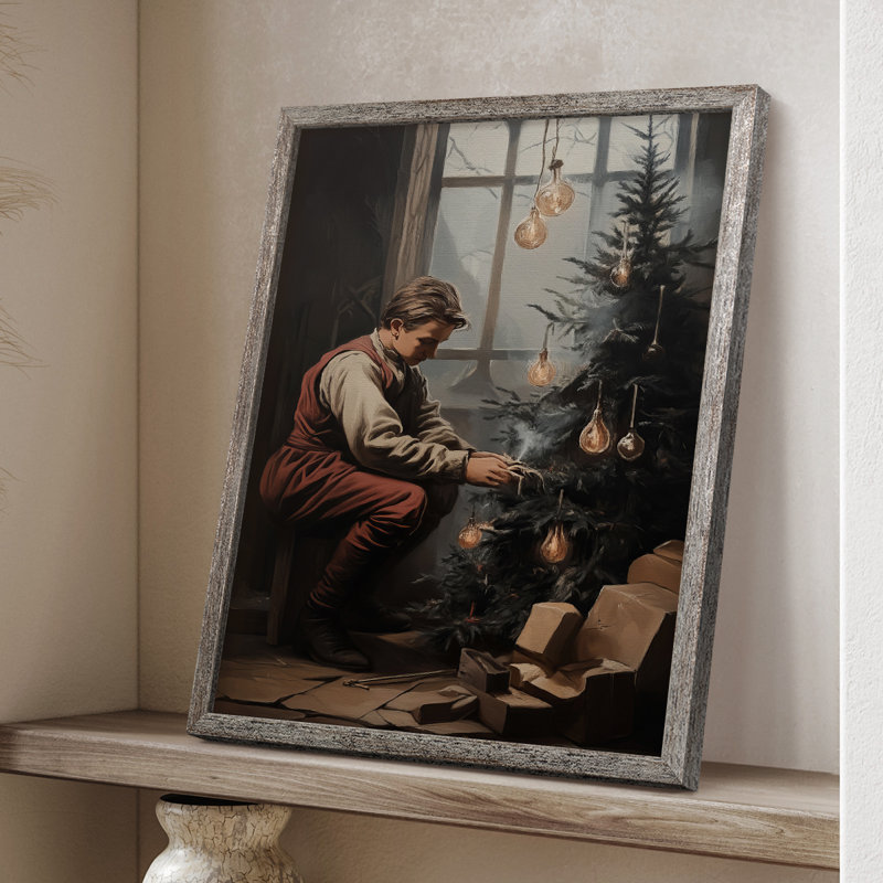 «Christmas Holiday Art», série 2, reproduction d'art encadrée - bois massif, H 30 po x l 24 po