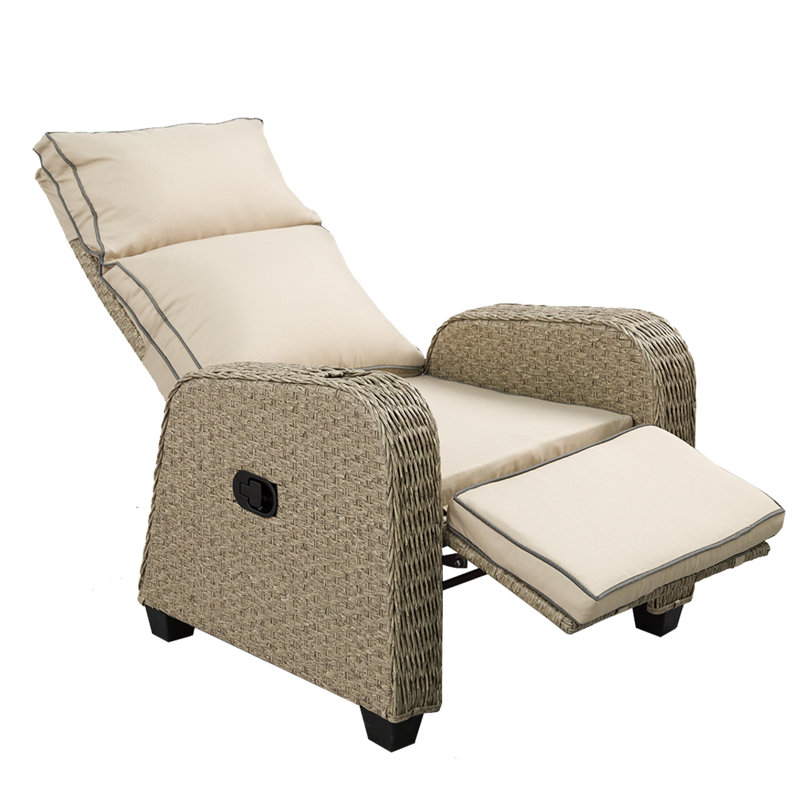 Essence Recliner Patio Chair With Cushion, Beige