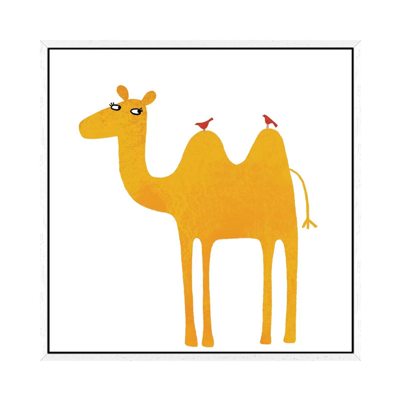 Camel by Nic Squirrell - Print on Canvas, 45.72 cm H x 45.72 cm W, White Framed