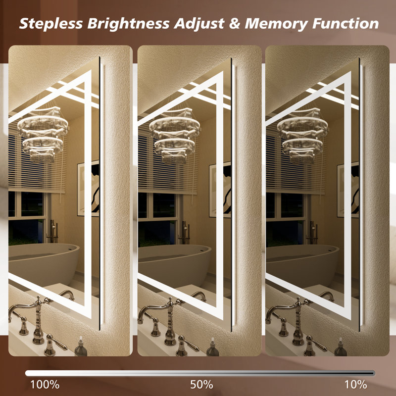 UL Certified Front & Back LED Anti-Fog Tempered Glass Bathroom Vanity Mirror, 40" x 32" 