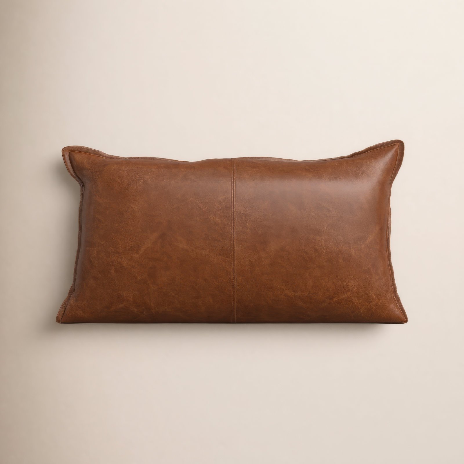 Cutler Leather Accent Pillow, Brown, 14" x 26", Rectangular