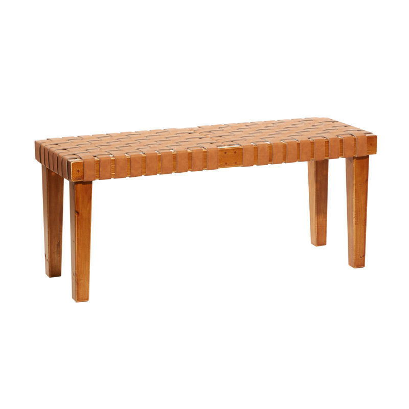 Banc en bois tissé brun Markus, Brun