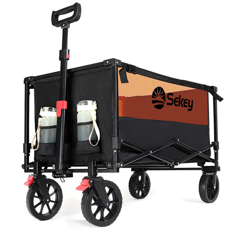 Foldable Cart Hand Wagon All Terrain, Black/Orange