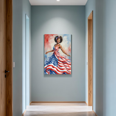 Fashion American Flag Dress Woman Portrait