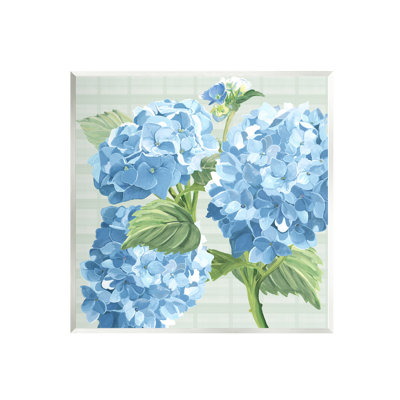 Ax-088-Wood " Blue Hydrangea Blossoms " by Erica Christopher