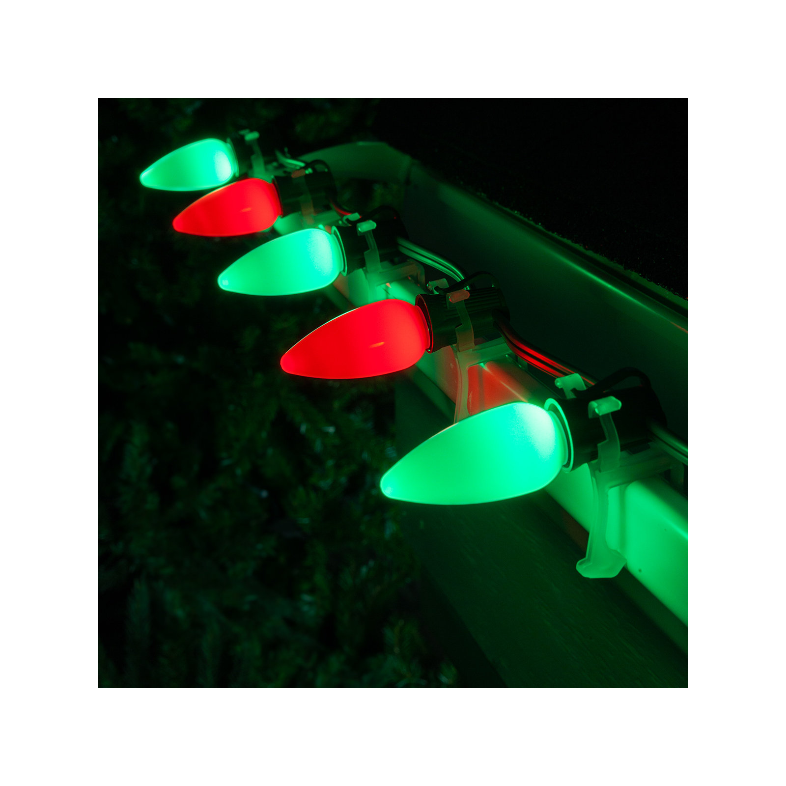 Shatterproof Smooth C9 OptiCore LED Christmas String Lights, 50, Red/Green