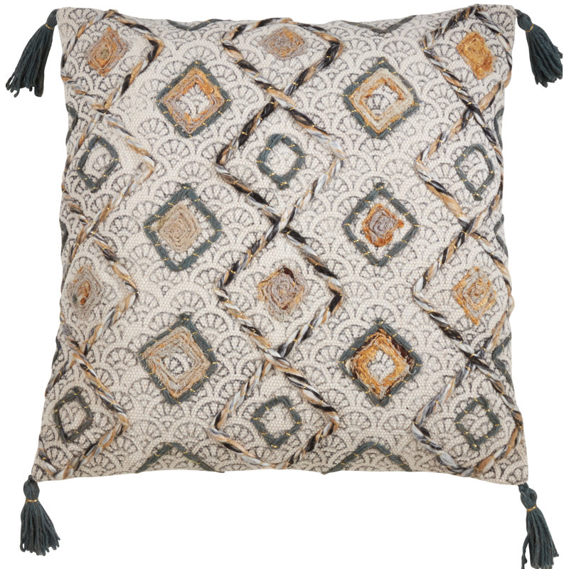 Lauren Pillow Collection Geometric Cotton Throw Pillow, Feathers