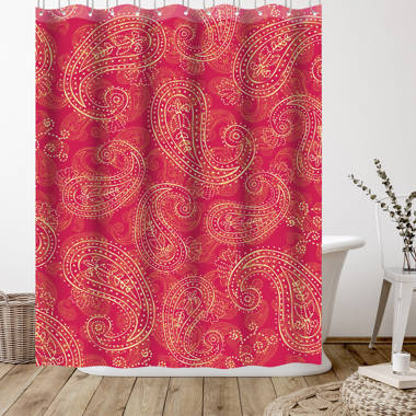 World Menagerie Ourir Dragon Chinese Snake Dragon Theme Print on Golden Eastern Mythology Oriental Abstract Art Shower Curtain