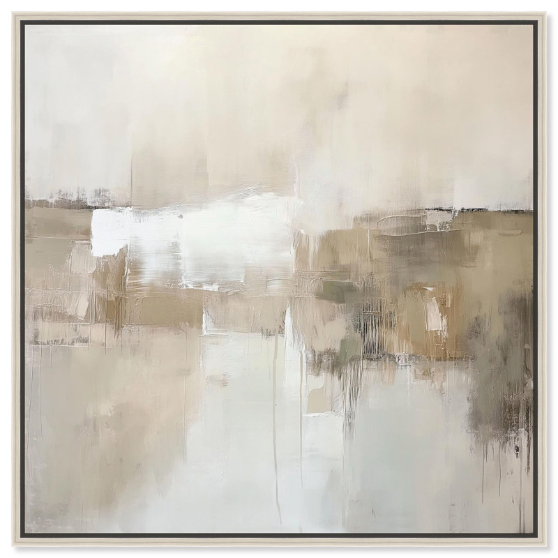 «Windswept Reverie I», toile minimaliste abstraite par Art Remedy, Encadrement argenté, H 25 po x l 25 po x P 2 po