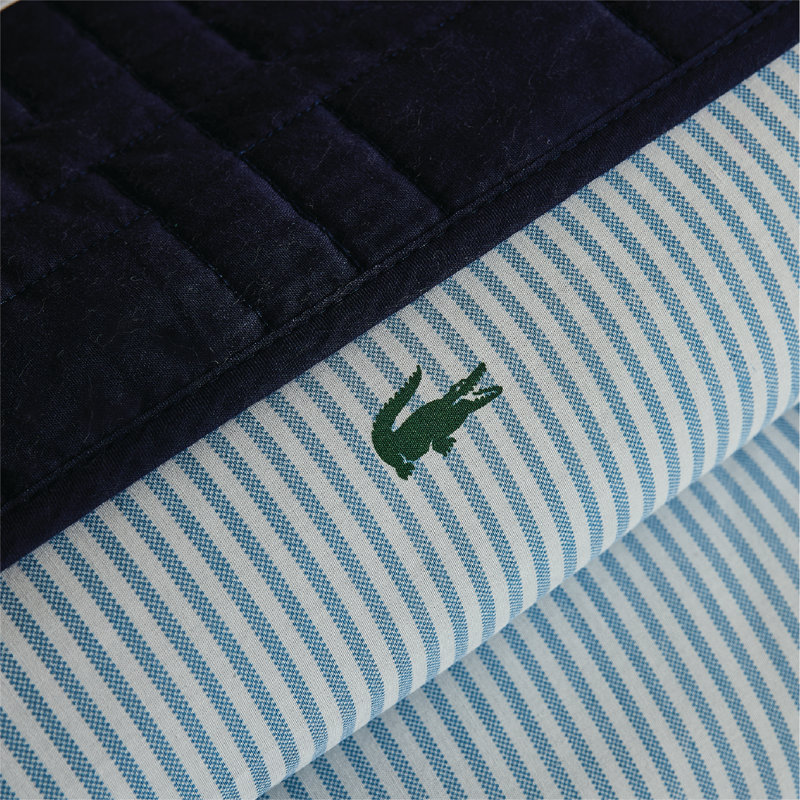 Ensemble d'édredon 100% coton à rayures fines Croc Lacost, Édredon double/grand et 2 taies décoratives