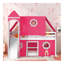 Lit mezzanine double avec tente et tour Slide - Rose-1488359185-1488359187