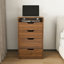 Meuble-lavabo 3 en 1 avec miroir éclairé et tabouret, coiffeuse à plateau rabattable, rangement compact pour la chambre à coucher, la salle de bain et le vestiaire (L 18,9 po, noyer)-1672497154